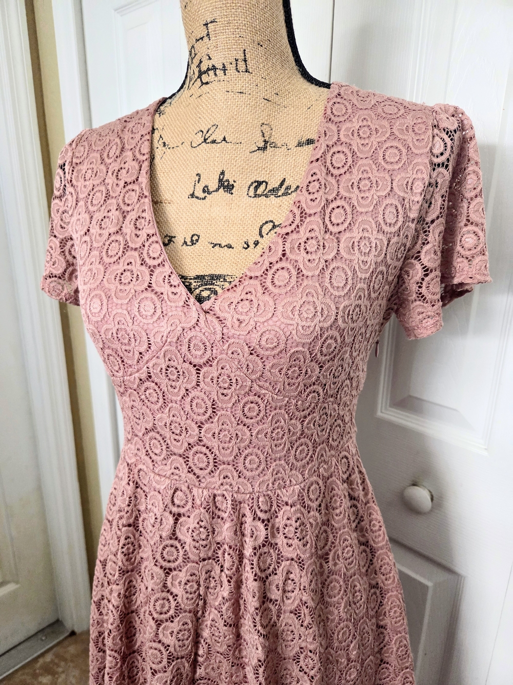 Altar'd State Women’s Pink Lace Fit-and-Flare Dress - Picture 2 of 12